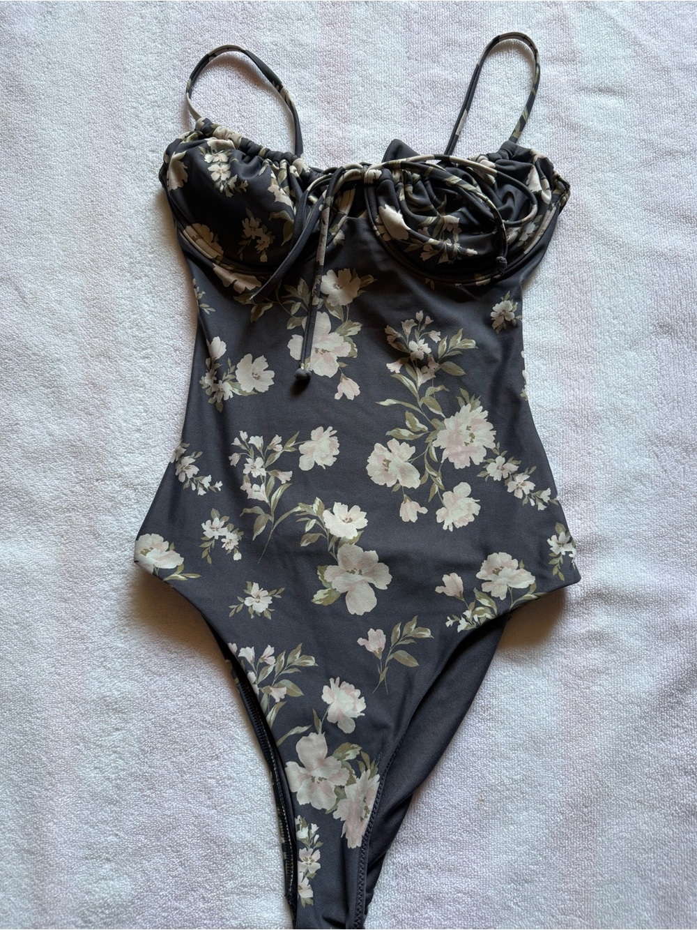 O'Neill Black One-Piece Swimsuit with Cream Floral Print